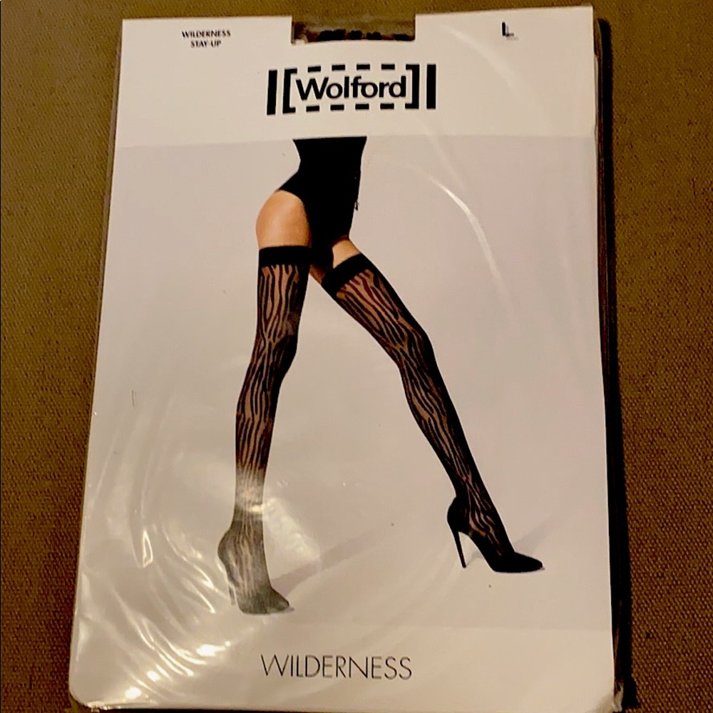 NWT- WOLFORD thigh highs - nude black